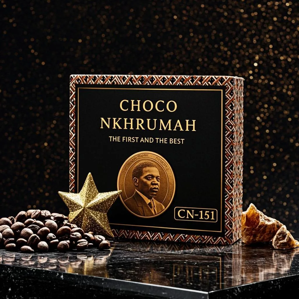 Gold Dust Ganache Square — photorealistic presidential portrait by CHOCO NKHRUMAH
